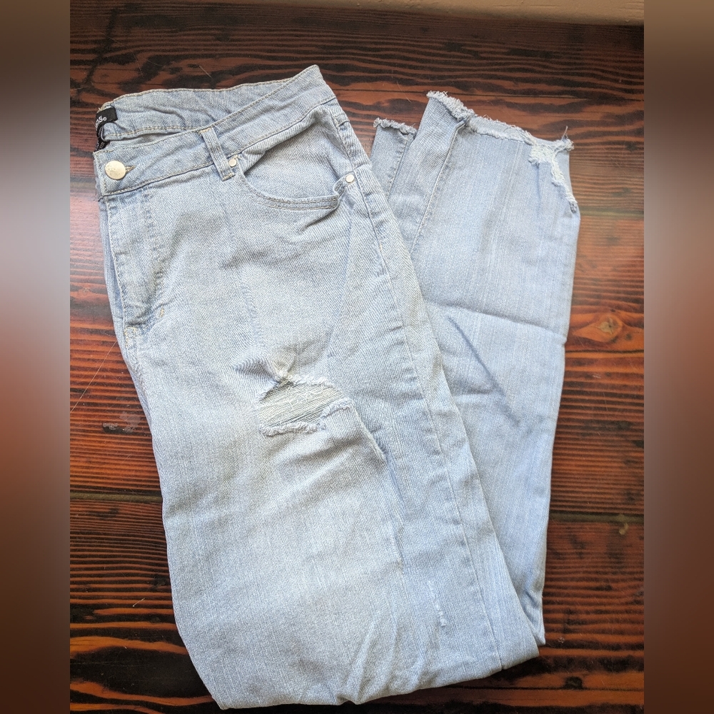 d.jeans Light Wash Distressed Straight-Leg Jeans Women’s Size 14